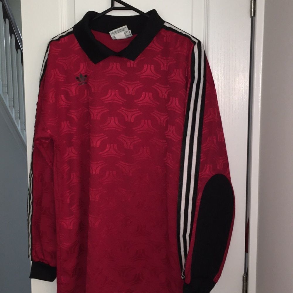 Vintage red adidas trefoil Padded goalie GK jersey